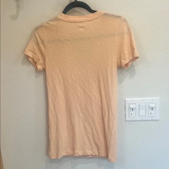 J. Crew Peach V-Neck Tee with Red Floral Accents NWT - Picture 7 of 7